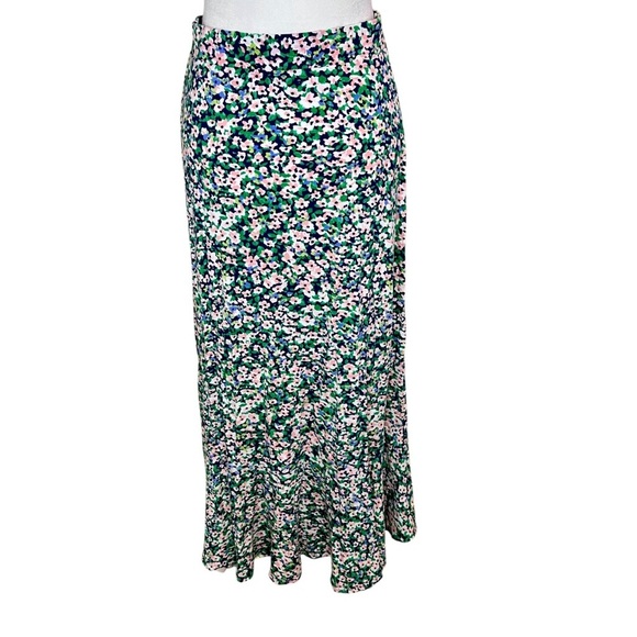 Talbots Green and White Ruffled High Low Maxi Skirt Size XS - Picture 7 of 12